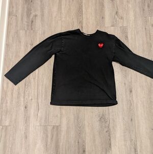 Comme Des Garcon Heart Patch Long Sleeve Black Shirt
